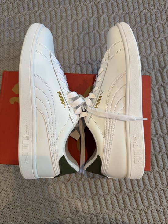 Puma White Leather Sneakers with Gold Branding main image 4